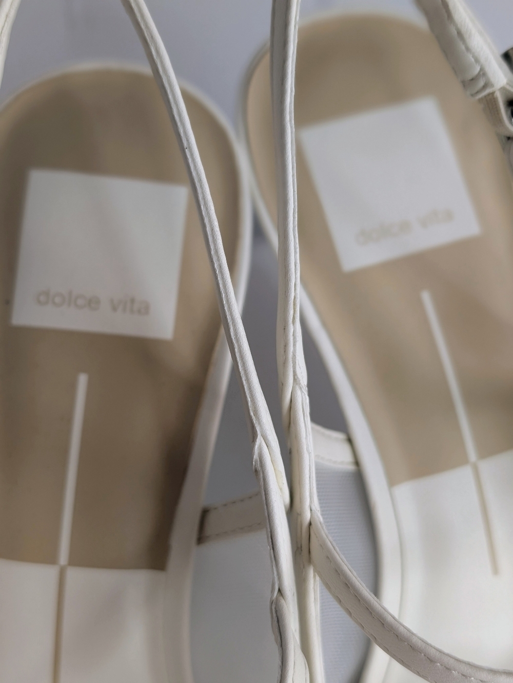 Dolce Vita White Slingback Heels Size 8 Mesh Rhinestone Buckle Pointed Toe NEW - Picture 5 of 6